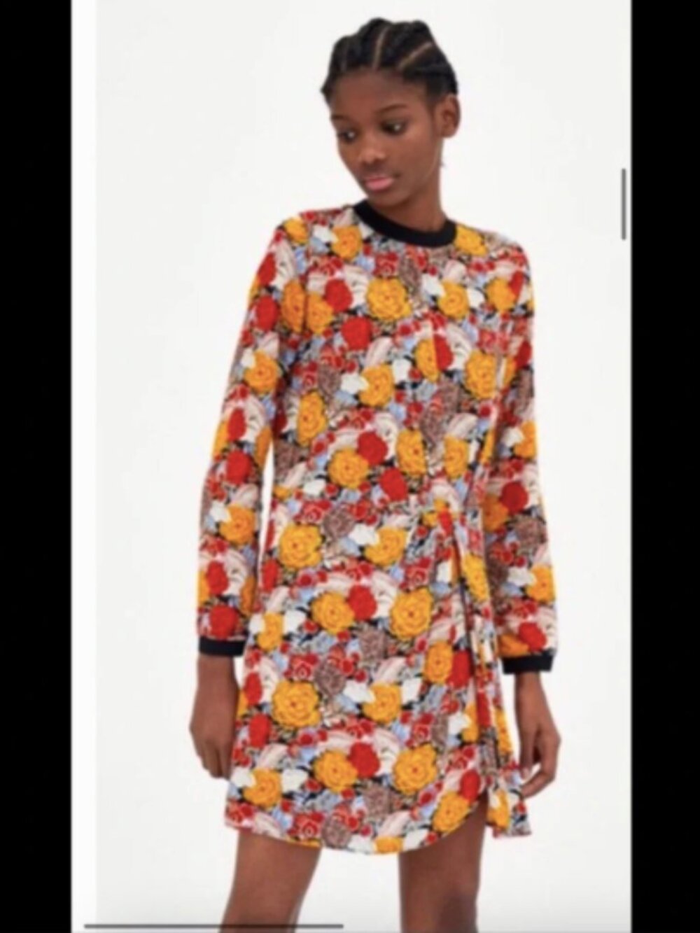 Zara TRF Floral Pleated Front Faux Wrap Skirt Fall Boho Romantic Mini Dress S